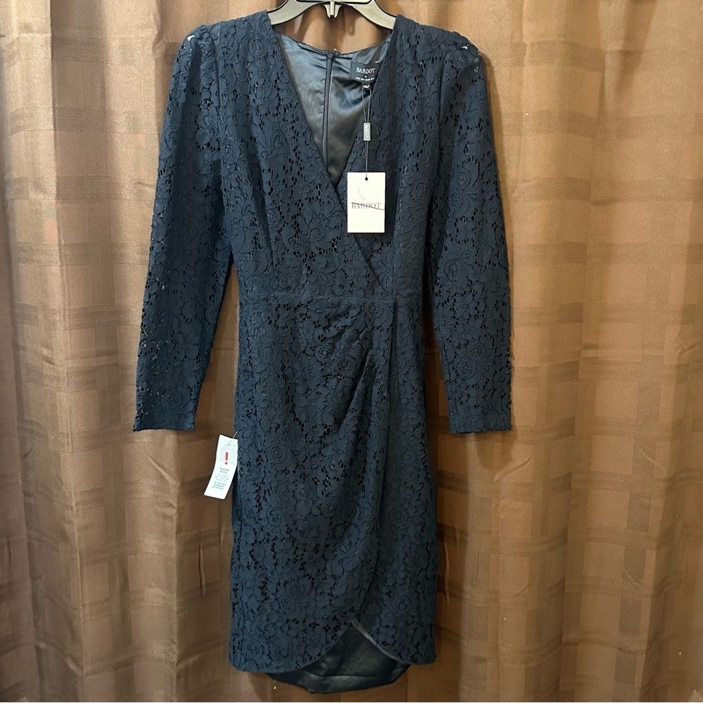 NWT Romee Bardot Lace Wrap Assymetrical Mini Dress size 6 - Picture 4 of 9